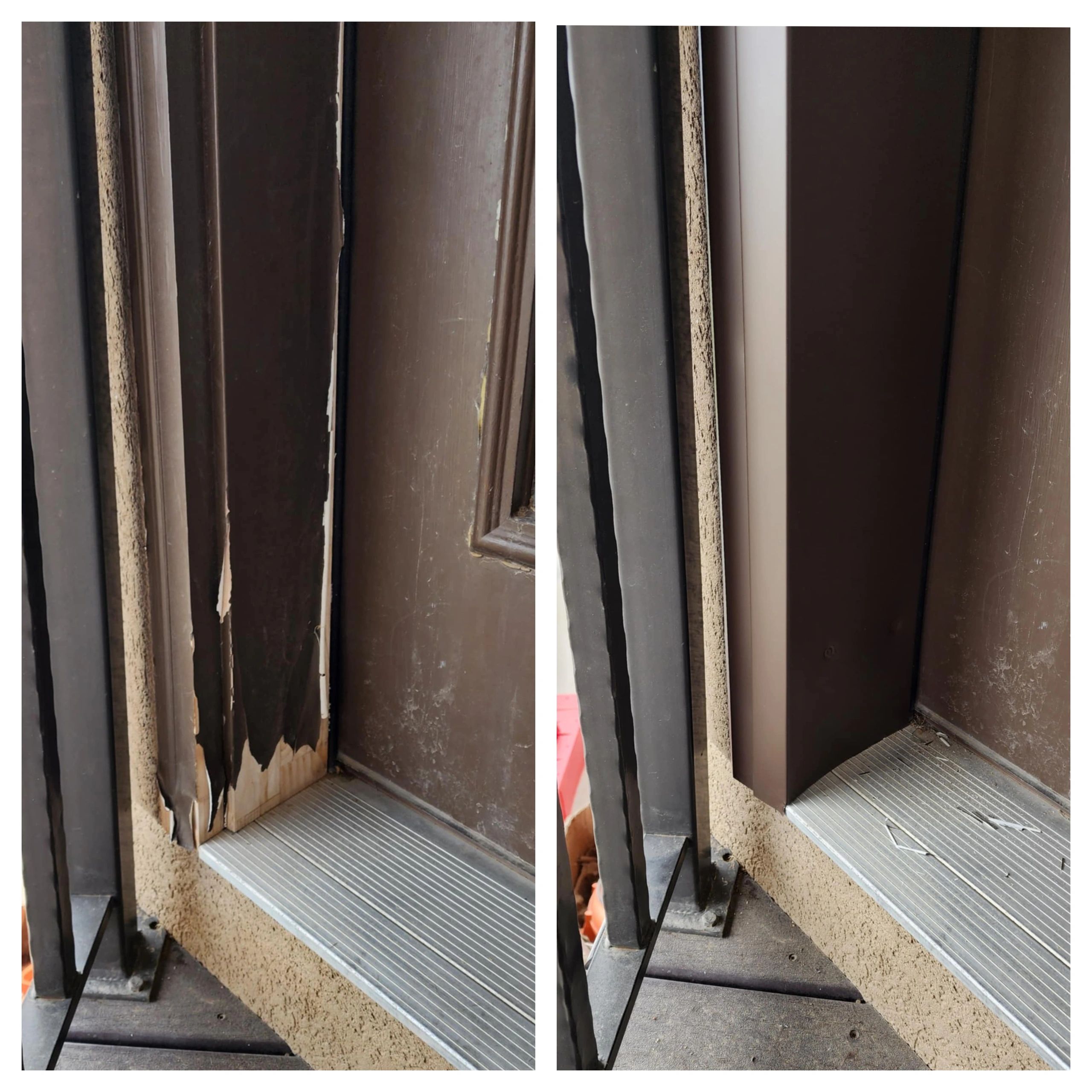 Door frame restoration before and after