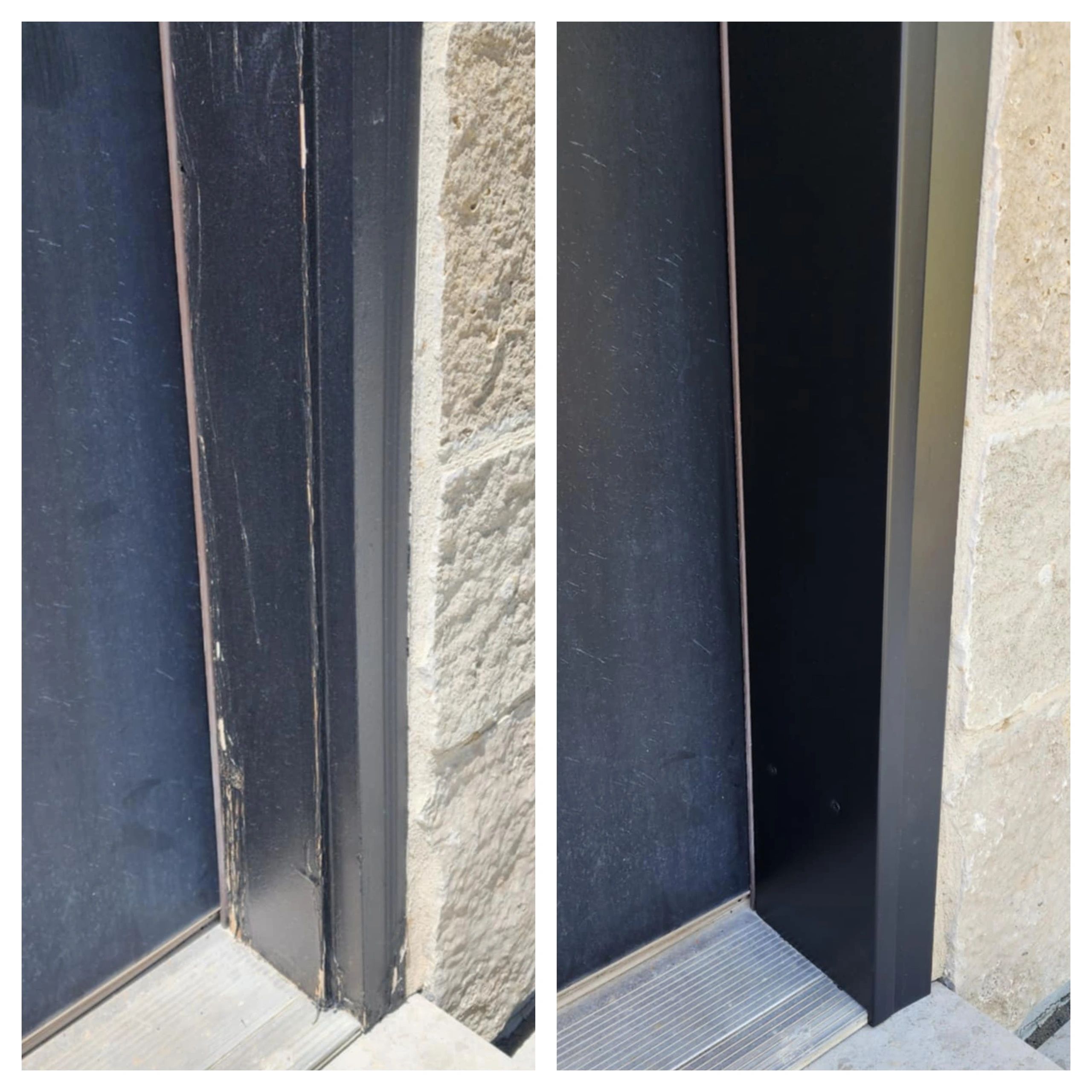 Black door frame modern exterior renovation