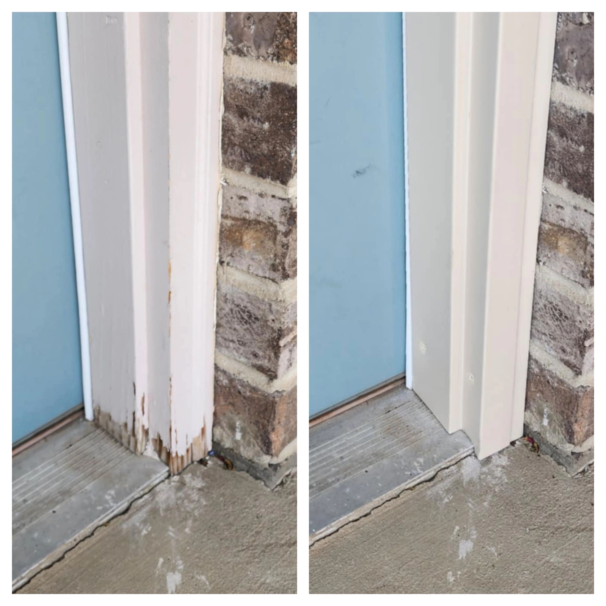 White entry door trim clean fresh exterior