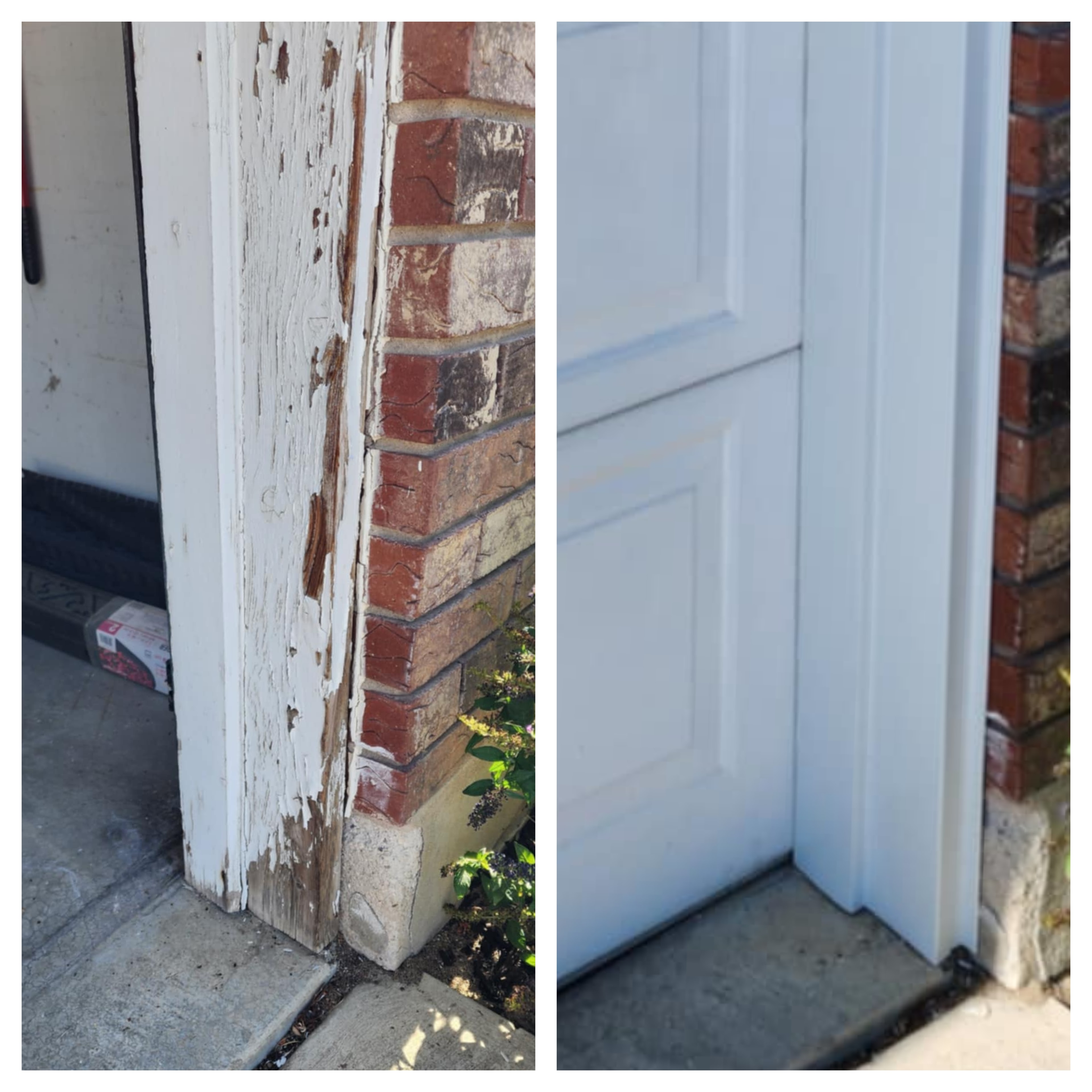 Before and after door trim wrap transformation