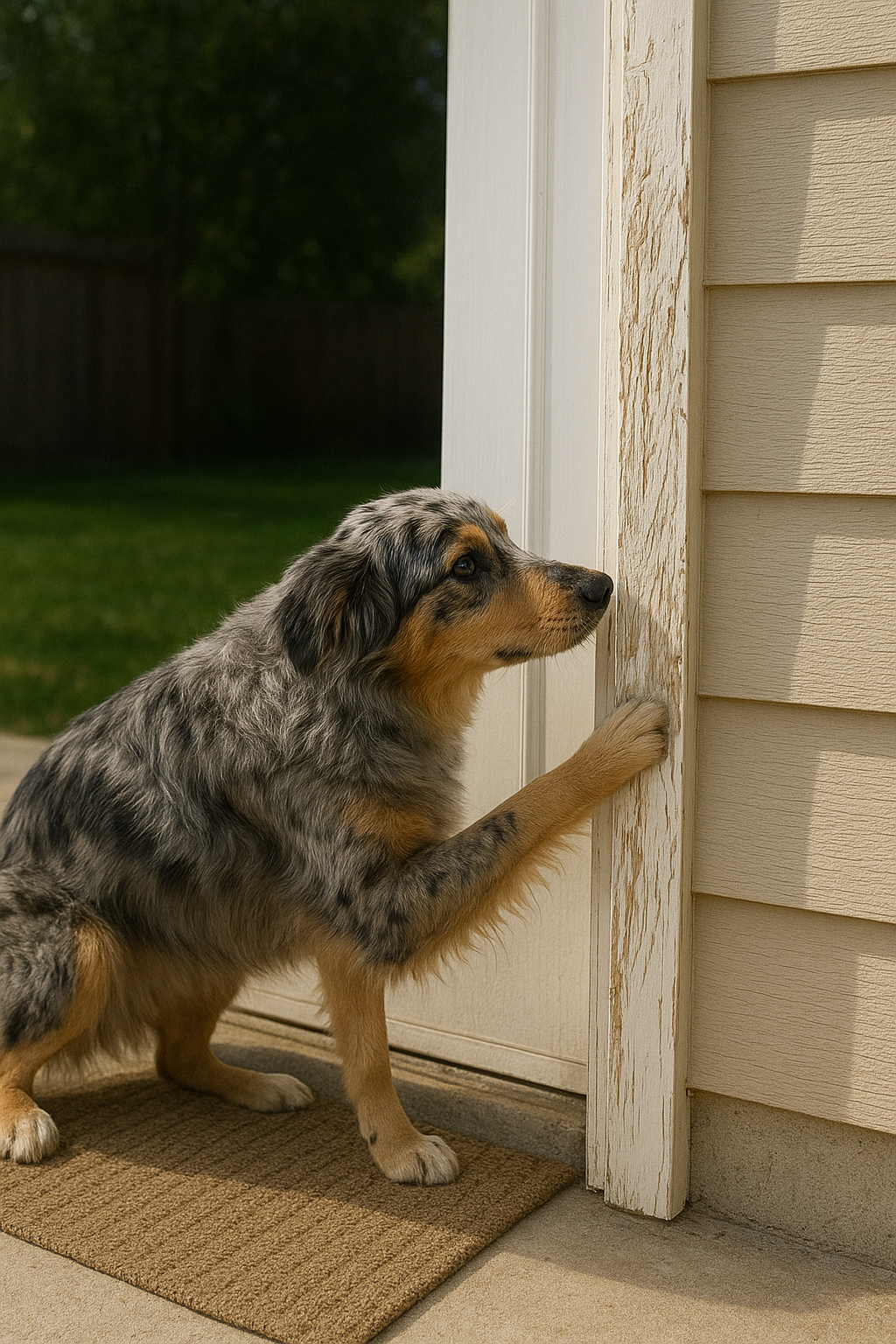 Dog scratching door trim
